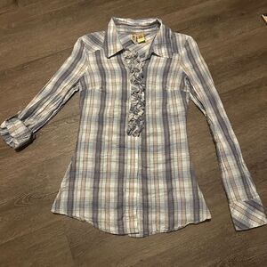 Buckle BKE Shirt Womens Large Long Sleeve Button Up Gray Plaid Size XS